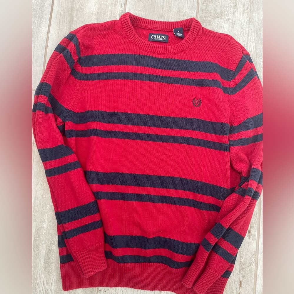 Chaps Bold Red and navy Sweater